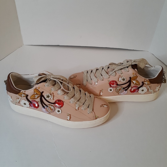 Coach Shoes - NWOT COACH Cherry Patches Leather Lace Sneakers